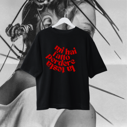 T-Shirt Nera ''Perdere la ɐʇsǝʇ''