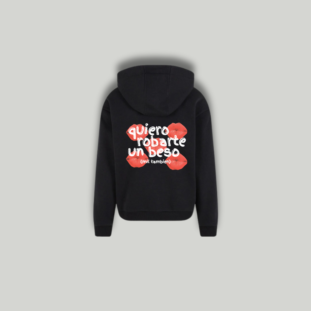 Felpa Nera "Robarte Un Beso"