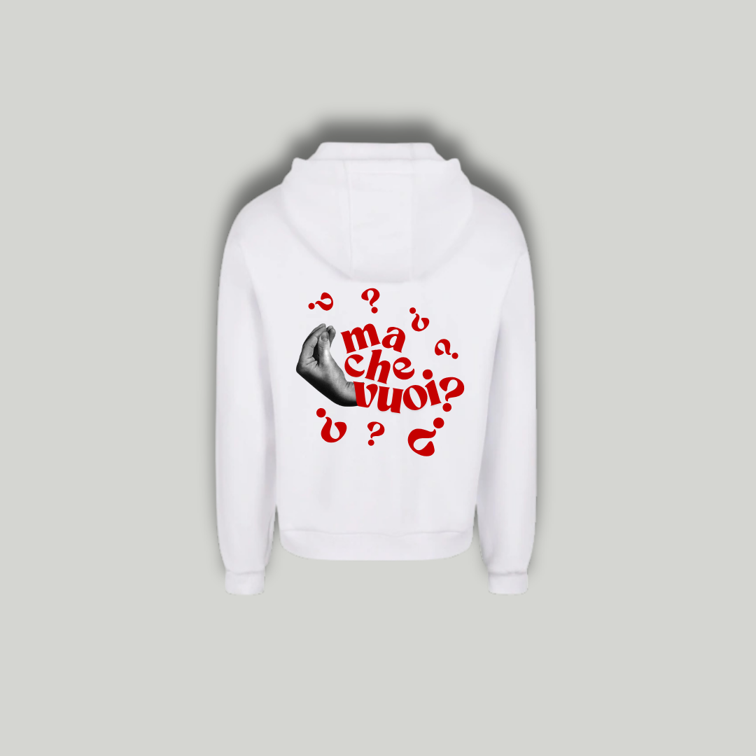 Felpa Bianca "Ma Che Vuoi?"